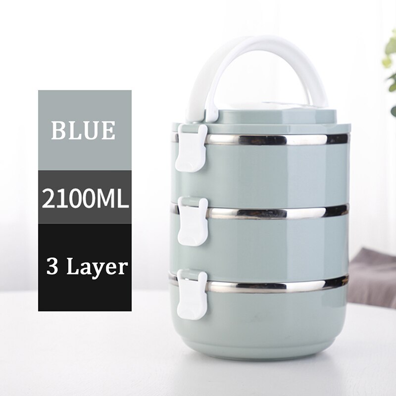 TUUTH 304 Roestvrij Staal Japanse Lunchbox Thermische Voor Voedsel Draagbare LunchBox Voor Kinderen Picknick Kantoormedewerkers School: JpA-3Layers-Blue