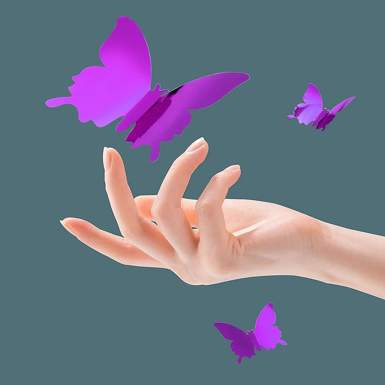 Pegatinas de pared de espejo de mariposa para niños, 12 piezas, calcomanía 3D DIY, arte para niños, pegatina para pegar, decoración del hogar, Fondo de dormitorio, de boda