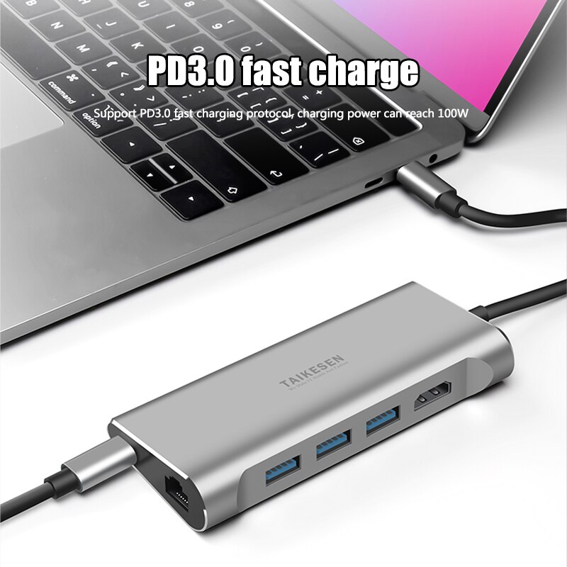 USB 3.1 Type-C Hub To HDMI Adapter 4K Thunderbolt 3 USB C Hub with Hub 3.0 TF SD Reader Slot PD for MacBook Pro/Air/Huawei Mate