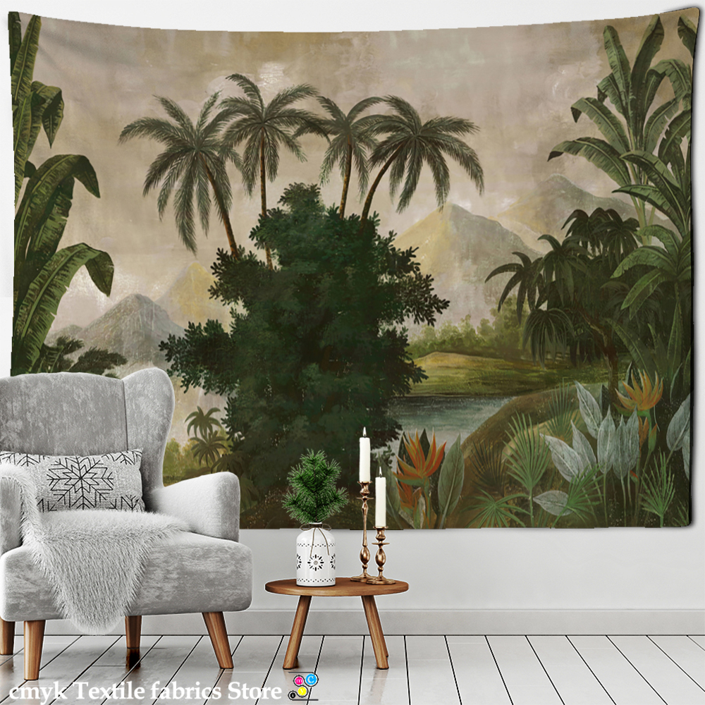 Tenture murale de palmier vert Style Boho, paysage Tropical psychédélique, décoration de maison artisanale: 95x70cm / gt769-2