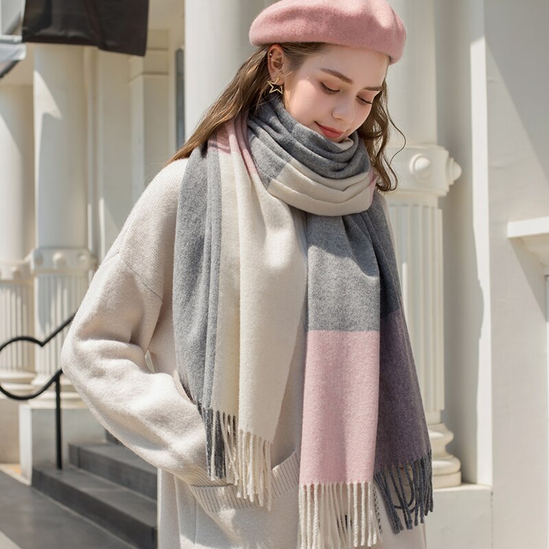 Écharpe D'hiver Femme En Laine Douce - Longueur 180 Cm - Coloris Beige, Rose, Violet, Vert, Noir, Fushia, Léopard, Gris