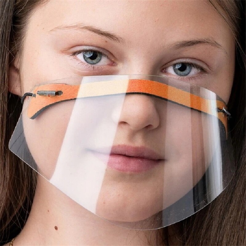 1pc adulte enfant Transparent restauration masques masque Chef cuisine Anti-buée visage masque Anti poussière masque réutilisable réglable visage couverture: Adult orange 1pc