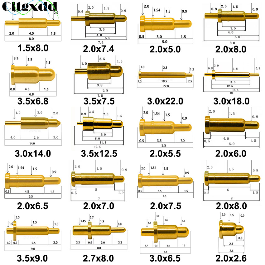 10PCS High Current Spring Loaded Pogo Pin Male Female Connector Power Heavy Current Battery Connector POGOPIN Header Charging
