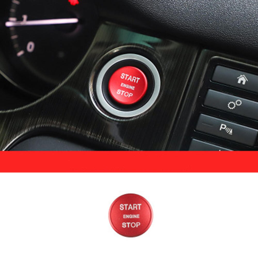 Red Engine Start Buttons Ring Cover Trim For Land Rover Interior Refit Start Ring Button Paste Start Ring + Start Cover