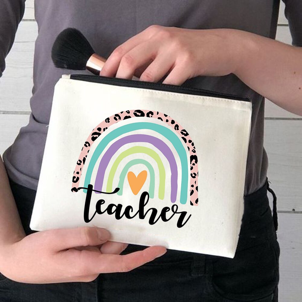 Rainbow Mama torby kosmetyczne piękny nauczyciel torebki na makijaż moda etui na przybory do makijażu zabawna torba do przechowywania duże etui podróżne wielokrotnego użytku: W04065-TBWH-D