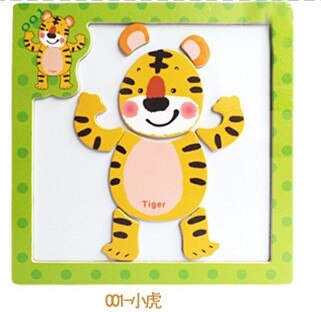 Holzspielzeug 3D Magnetische Puzzle Holz Baby Spielzeug Tiger/Bär Frosch Cartoon Tiere Kühlschrank Magnet Pädagogisches: Tiger