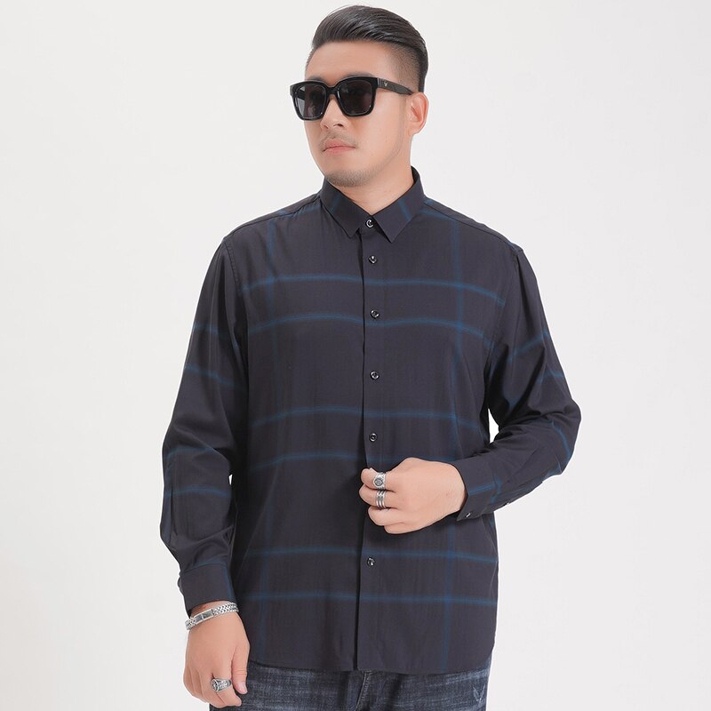 Plus Grote Maat 8XL 7XL 6XL 5XL Mens Business Casual Lange Mouwen Classic Wit Zwart Donkerblauw Mannelijke Sociale jurk Shirts