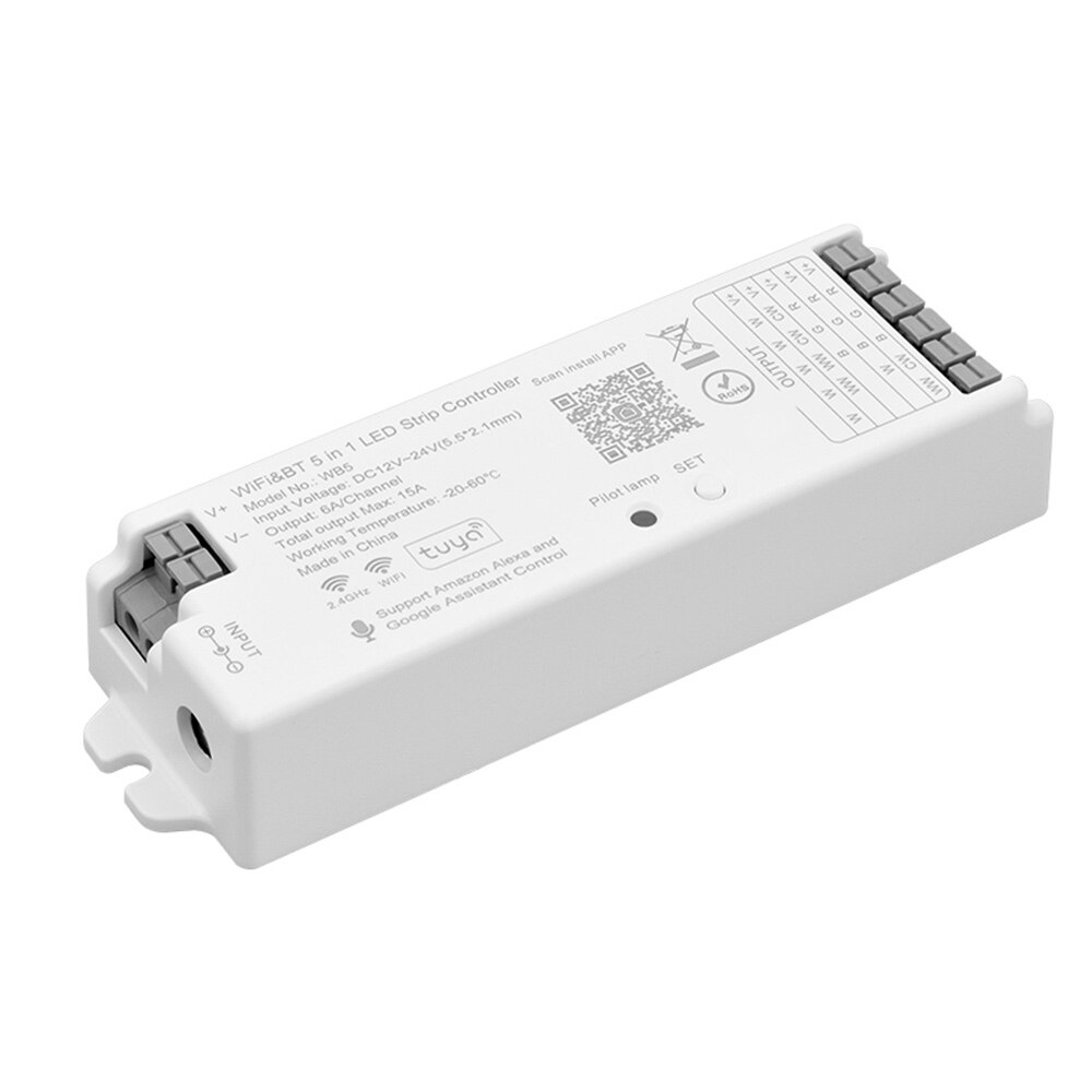 WB5 Bluetooth &amp; RF 5 In 1 LED Controller 5CH Tuay APP For Single Color CCT RGB RGBW RGBCCT Led Strip Lighting Tape