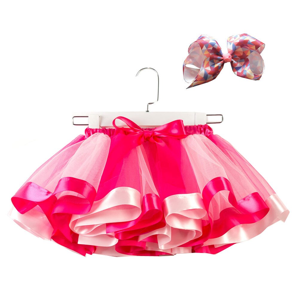 Gonna Tutu per bambina gonne per bambina Mini Pettiskirt Dance Rainbow Tulle gonna principessa per bambini abbigliamento estivo per bambini colorato: Pink  / L