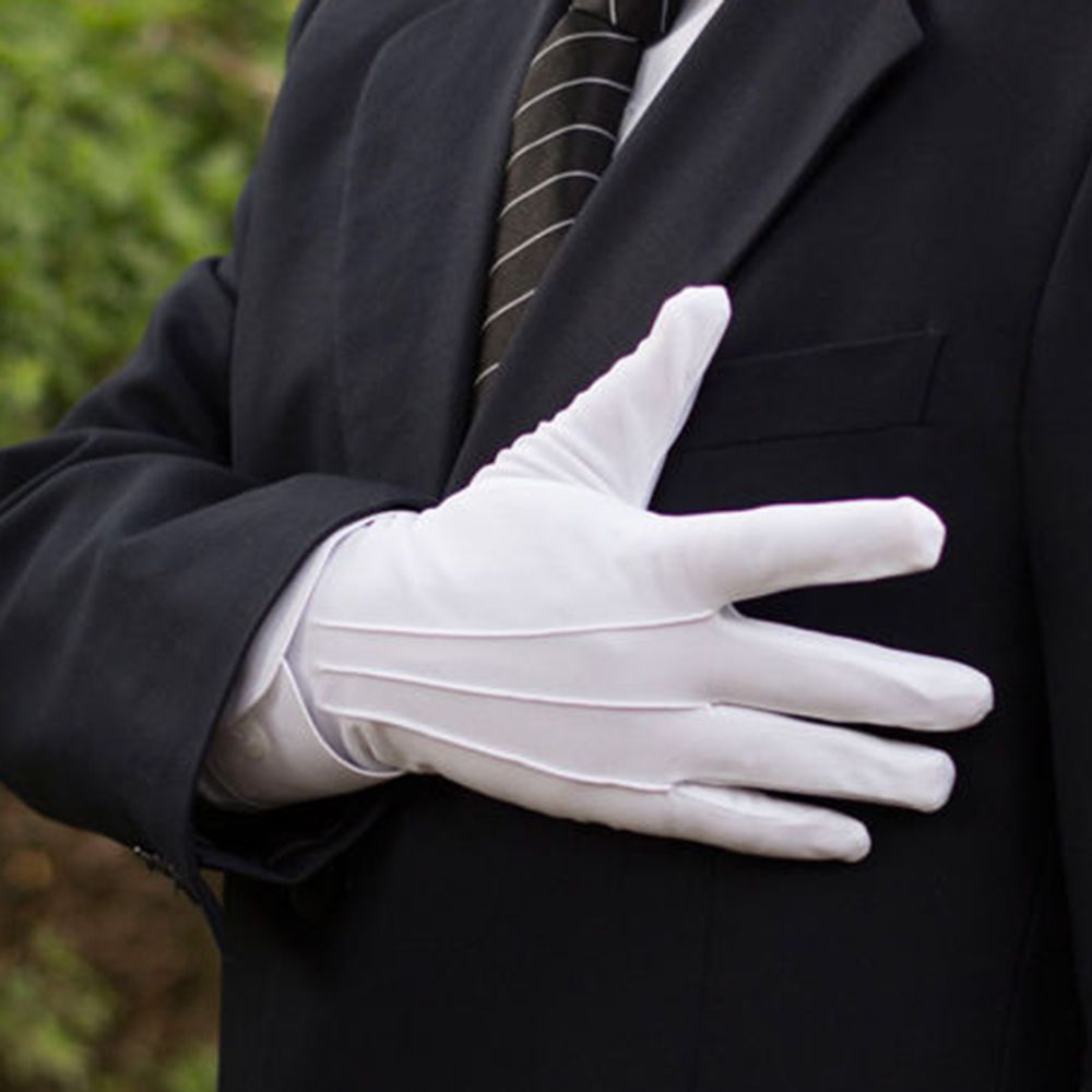 1 Pair Men White Formal Gloves Tuxedo Honor Guard Parade Santa Inspection: short