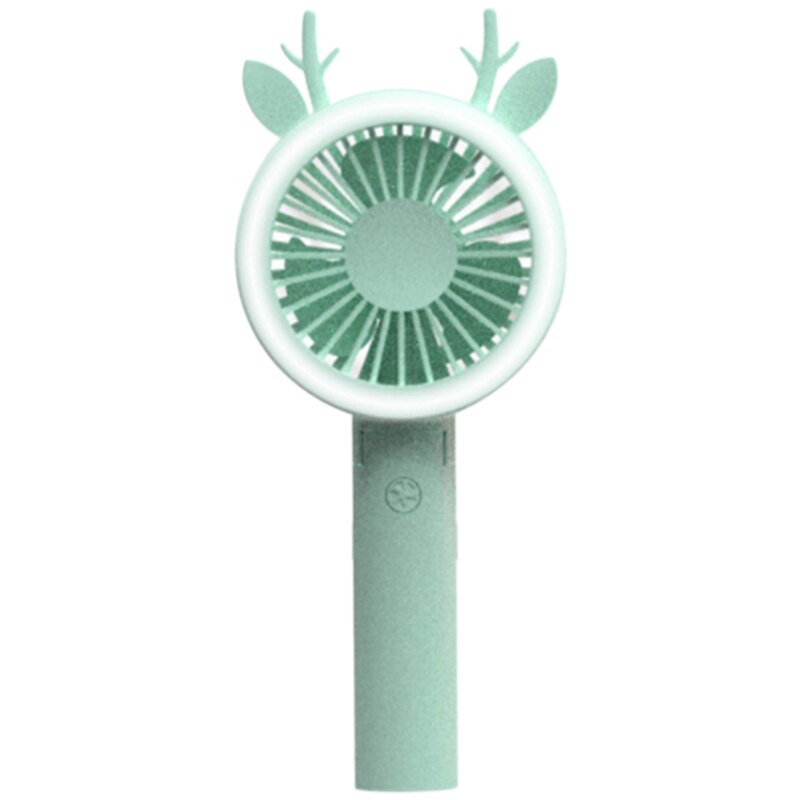 Ventilator Handheld Usb Oplaadbare Fans Led Light Portable Air Cooling Fan Mini Desktop: Green