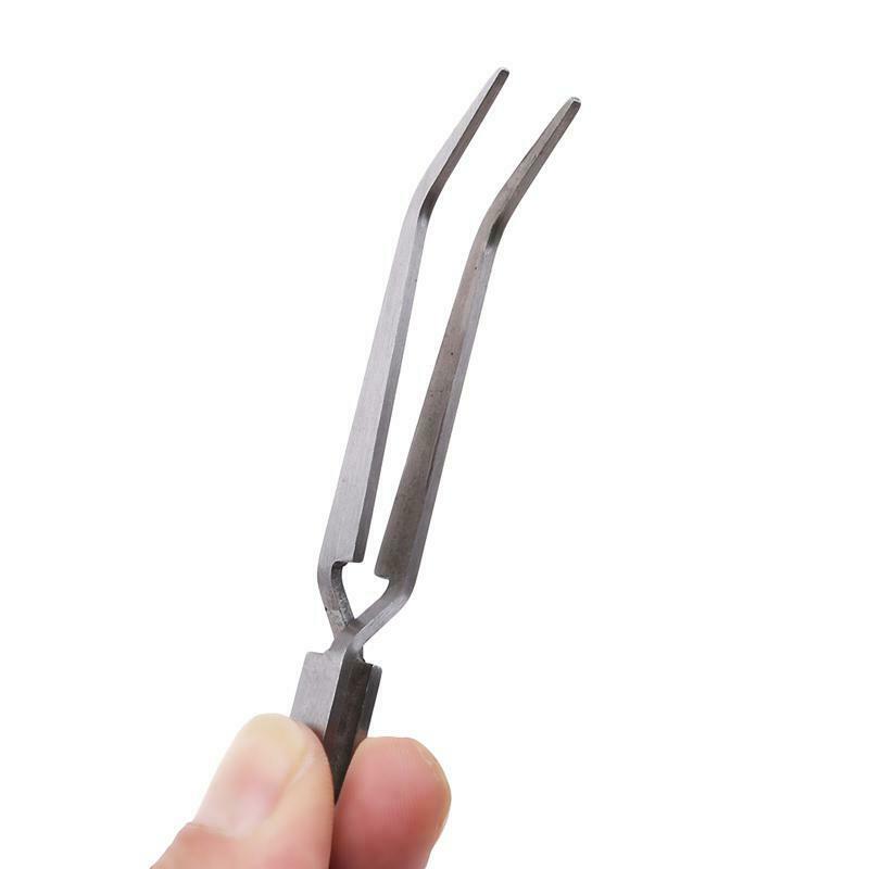 Pinzas rectas y curvadas de acero inoxidable con cierre cruzado, herramientas manuales de mantenimiento para moldear uñas acrílicas, acción inversa, 1 ud.