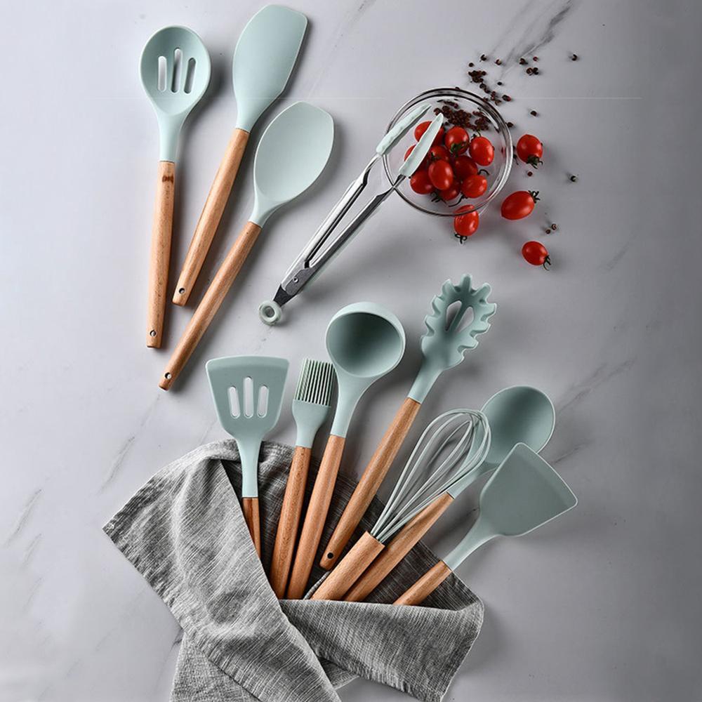 12pcs/set Silicone Kitchenware Baking Utensils Non-stick Kitchen Cooking Tool Practical High Temperature Resistance Cookware Set