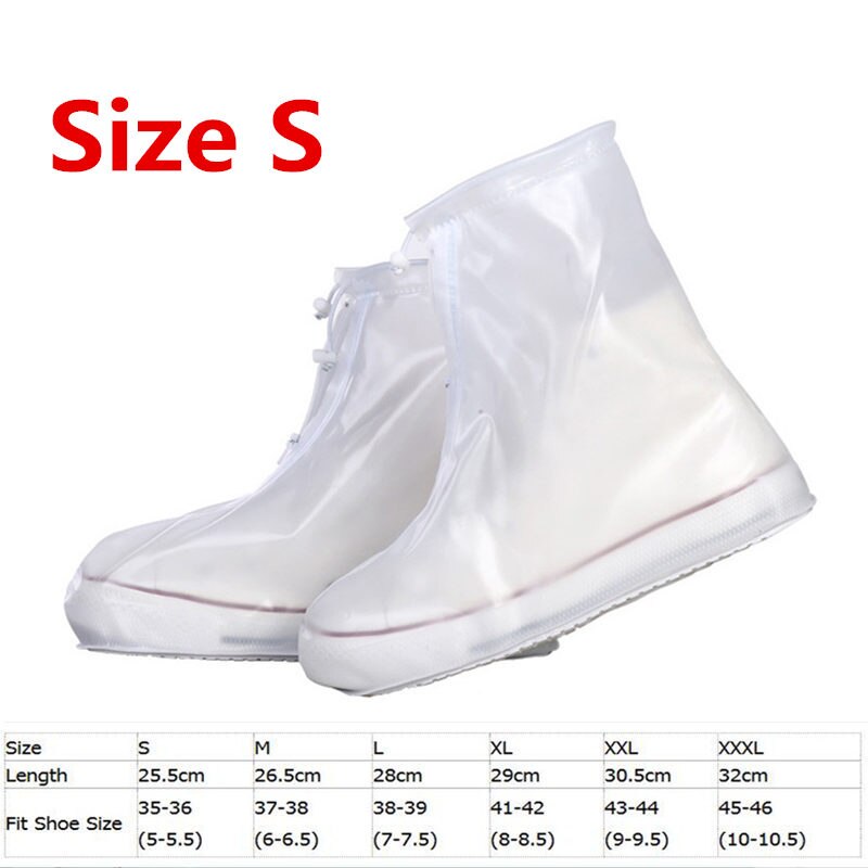 Heels Height Fishing Waders Boots Cover Rain Waterproof Flat Ankle Boots Cover Thicker Non-slip Platform Rain Boots: White-S