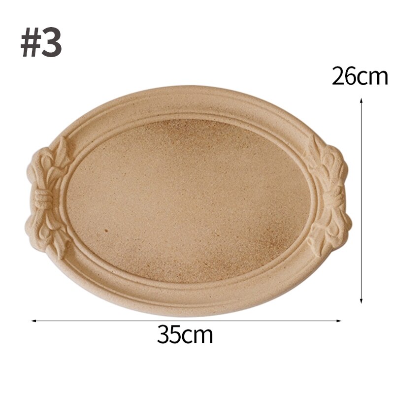 Retro Wooden Storage Tray Carved Shell Trays Earring Pendant Jewelry Plates Holder Snack Bread Candy Storage Organizer: S3 storage tray