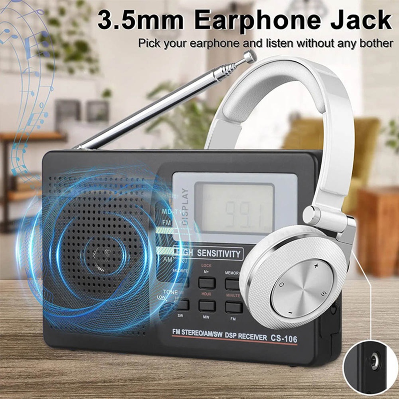 Full Band Radio AM/SW/LW/TV/FM Radio Full Frequency Receiver Receiving FM Radio With Timing Alarm Clock Portable Radio