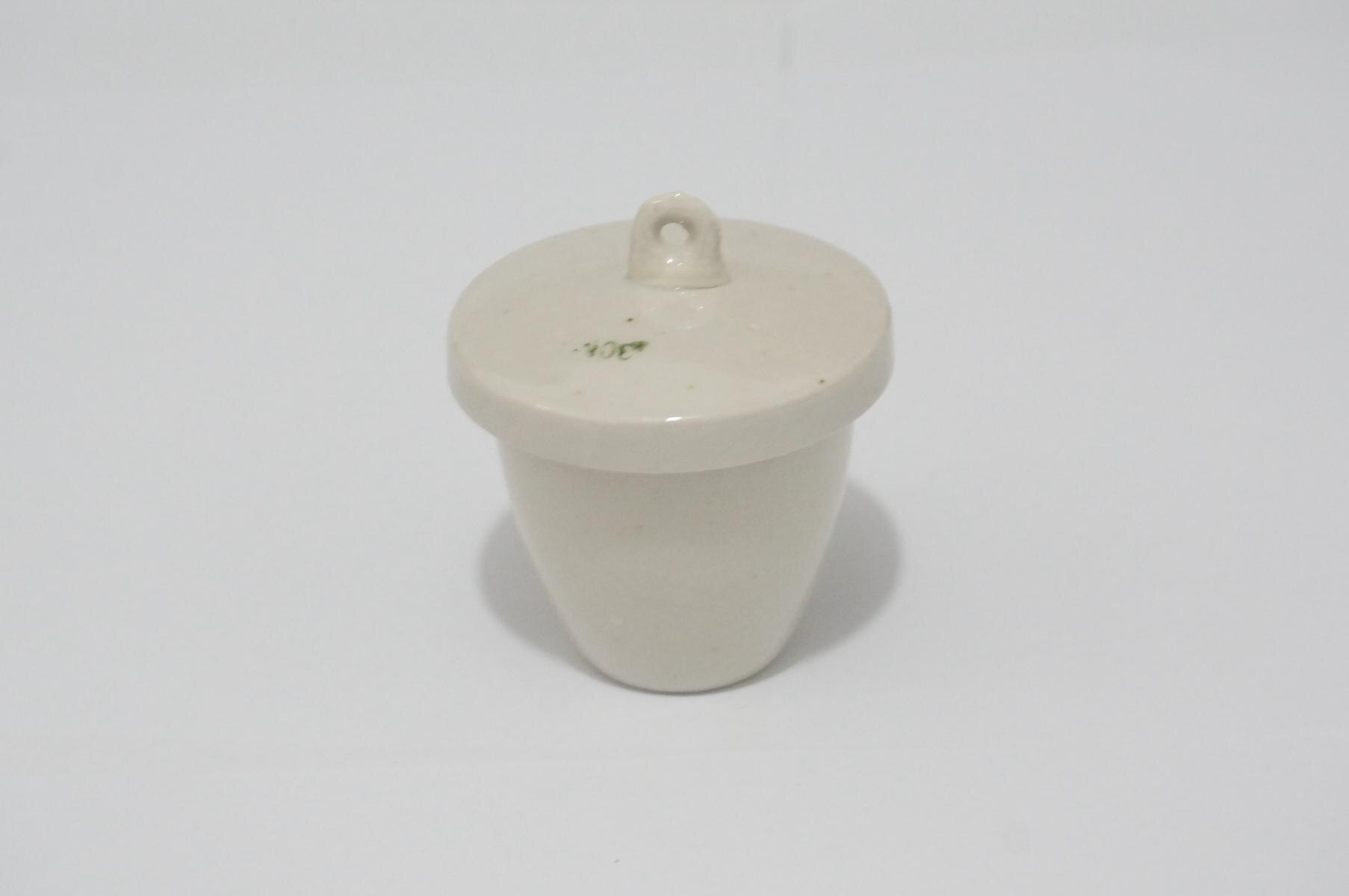 Crisol de porcelana de laboratorio, crisol de cerámica con cubierta, 30ml