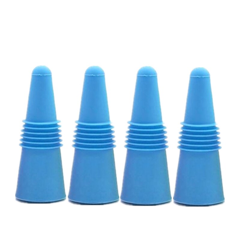 Goldbaking wijnstoppers siliconen drankflesstoppers met griptop 4 stuks: Blauw