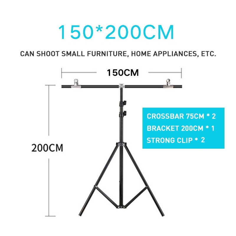 Background Support Stand Photography Backdrop T-shaped Adjustable Background Frame Stand With Clamps For Photo Studio Video: T150x200cm