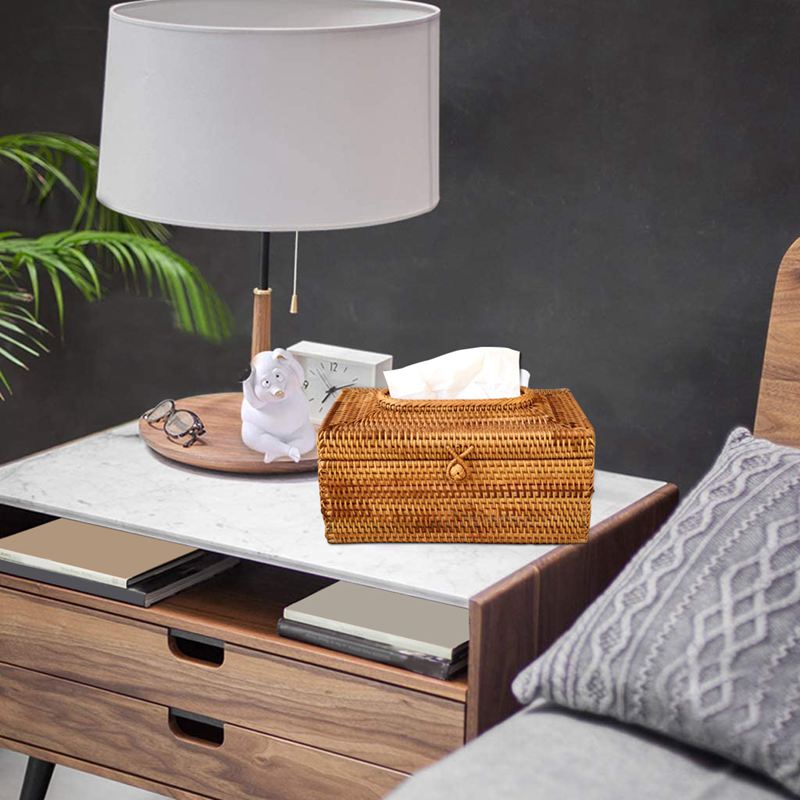 Paper Rack Rattan Tissue Box Home Decoration Handmade Desktop Tissue Container Napkin Storage Case