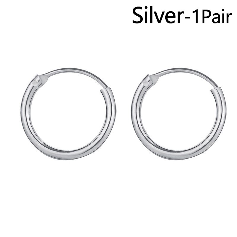 Oorringen Voor Vrouwen Eenvoudige Stijl Zwart Goud Zilver Kleur Oor Ringen Punk Oorbel Man Hip Hop Sieraden Unisex 10/12/15Mm: Silver Color / 1.5cm