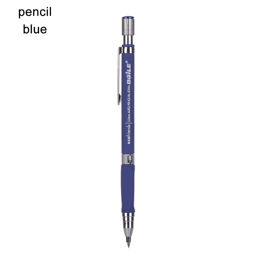 Mekanisk blyant 2.0mm 2b glat tegning skriveaktivitet blyant med 12- farve refill papirvarer kontor skoleartikler: Blyant l