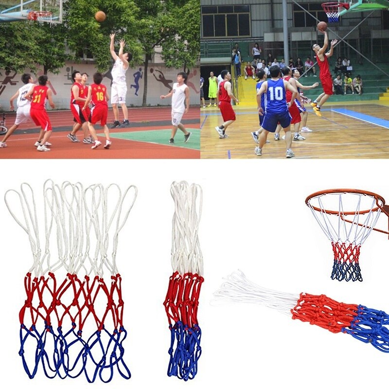 Standard utendørs sport basketball nett nylontråd basketball hoop mesh bakbord felg ball pum 12 løkker basketball utstyr