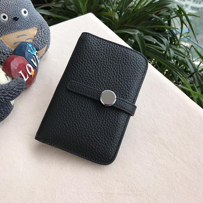 LOMANTINA Luxury Brand Women Wallet 100% Genuine Leather Short Cow Leather Lady Girls Deisgner Womens Wallets And Purses: 2201 Black