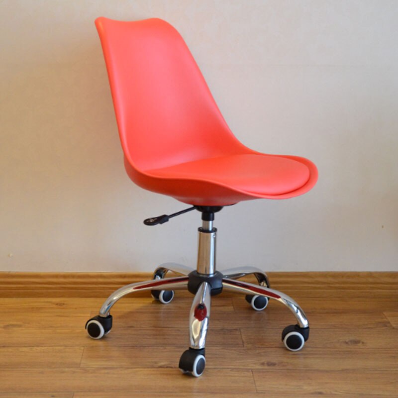 Computer Chair Home Modern Simple Lazy Desk Office Lifting Rotating Pulley Backrest Seat Student Small Chair: Red pp
