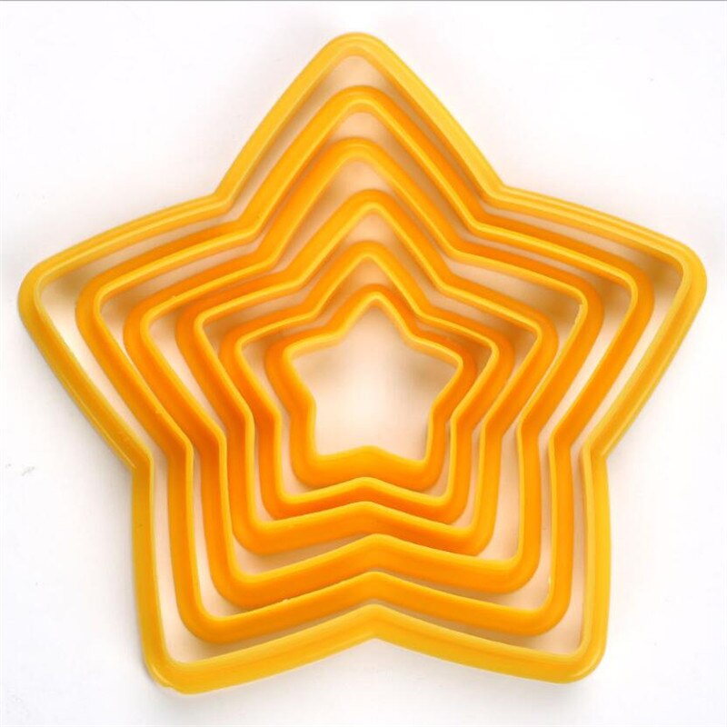 6 stk kærlighed hjerte blomst småkage udstikker stjerne fondant kage indretning værktøj form sugarcraft plast kage udstikker stempel stempel: Stjerne