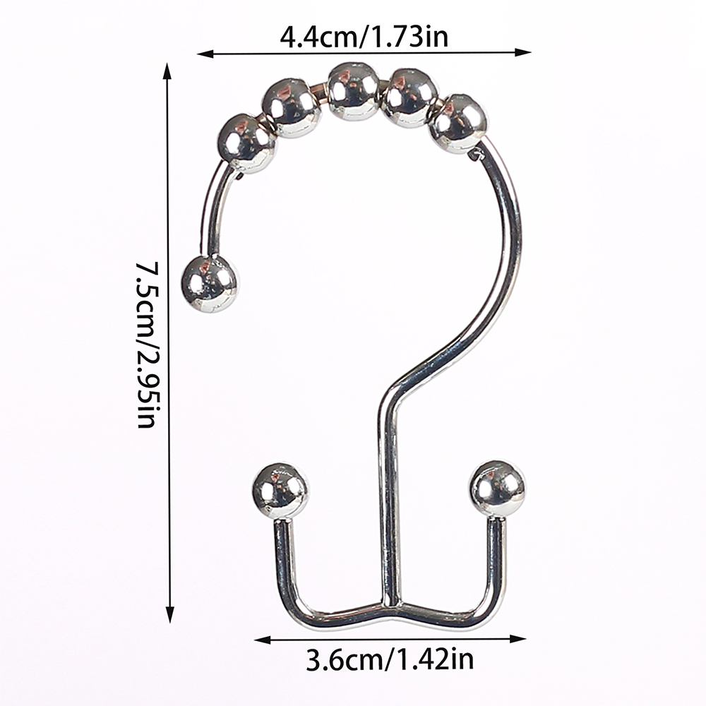 Shower Curtain Hooks Double Sided Bathroom Curtain Metal Hooks Rings for Bathroom Shower Rod Curtains: WHITE