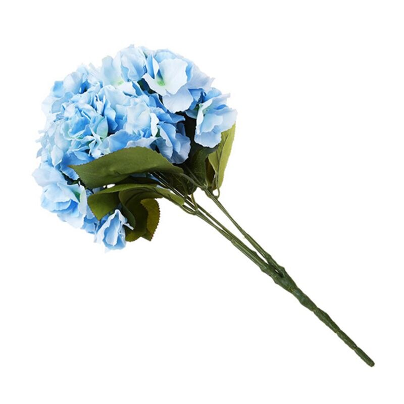Artificial Hydrangea Flower 5 Big Heads Bouquet (Diameter 7" each head) Blue