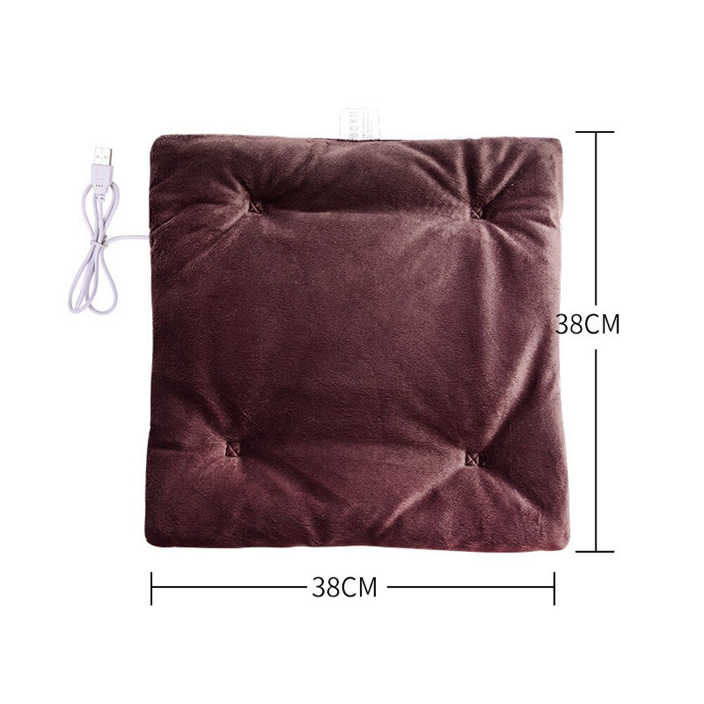 Usb Elektrische Verwarming Kussen Wasbaar Home Office Stoel Auto Verwarming Pad Universal Herfst Winter Warm Houden Antislip Rijden stoel: Brown