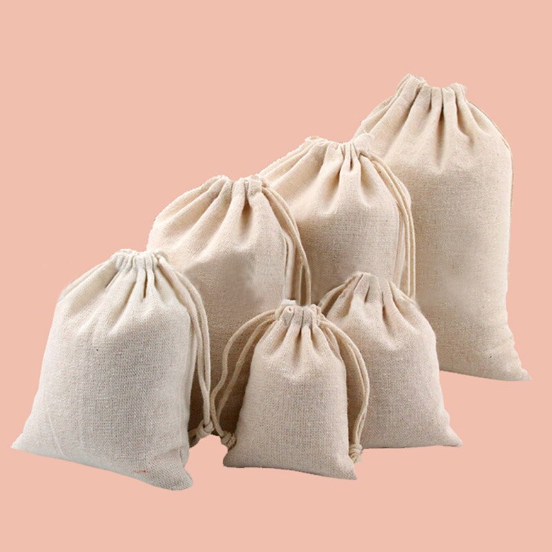 10 Stuks Katoenen Zakken Jute Bags Natuurlijke Jute Candy Koord Zakken Voor Handgemaakte Zeep Opslag Wedding Supply