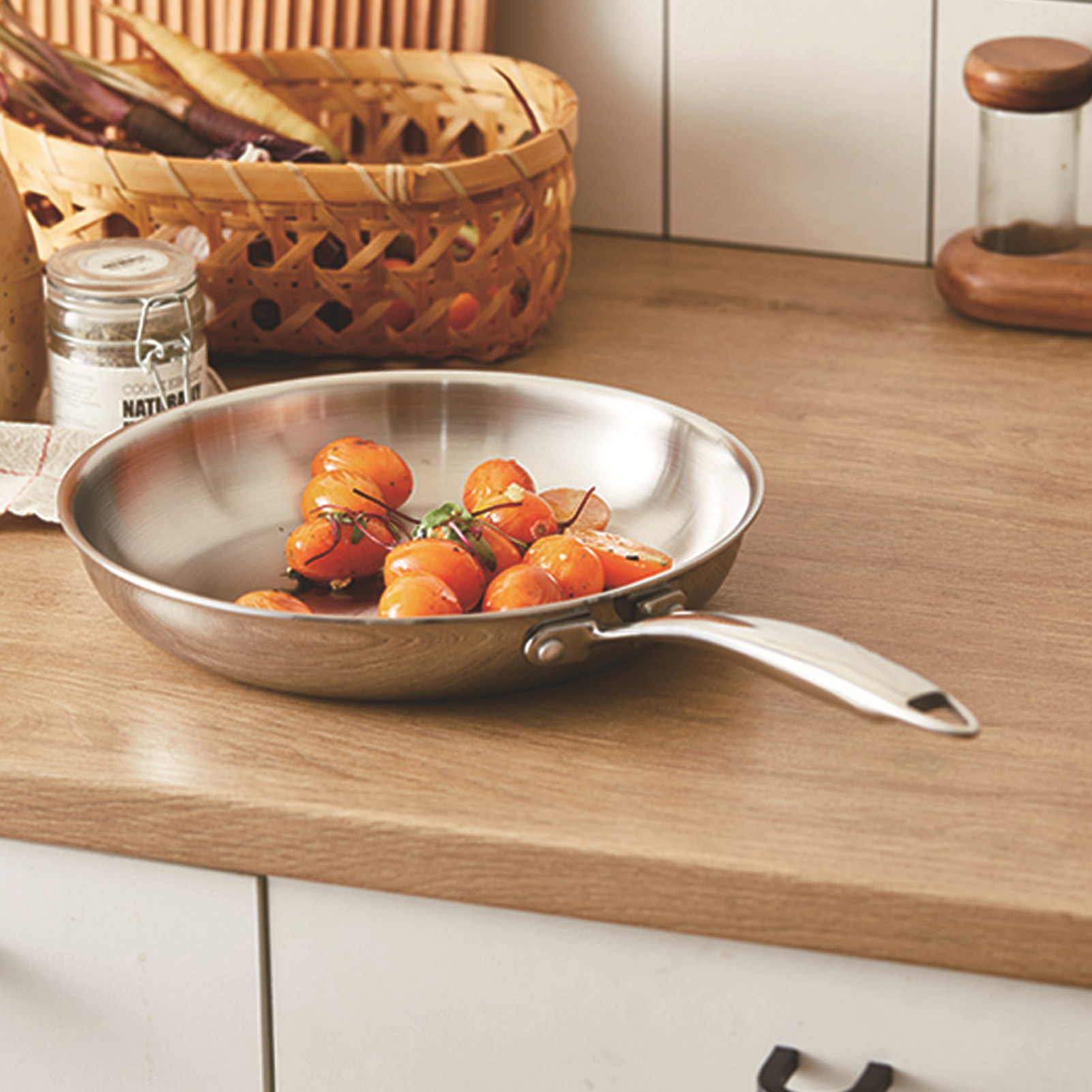 Stekepanne i rustfritt stål, fortykket, 304 3 , ubelagt, rustfritt stålpanne, for omelettkoking