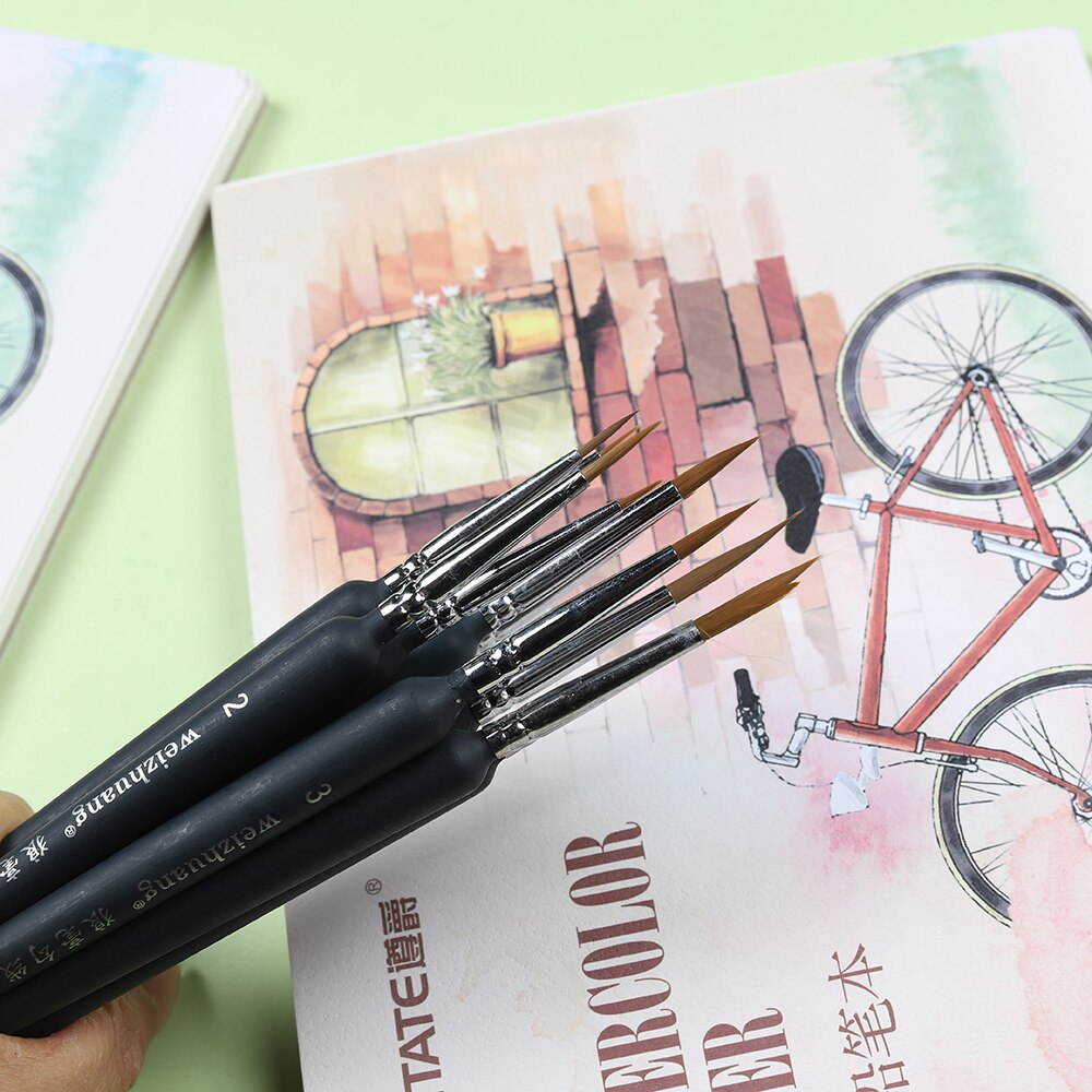 Miniature Hook Line Pen art painting brushes weasel hair paint brush gouache watercolor oil paints artists Hand Painted