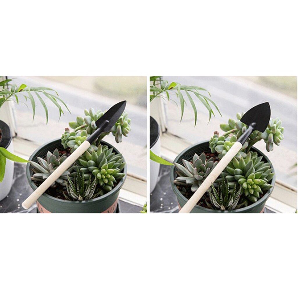 3pcs Mini Succulent Garden Tools Kit with Wood Handle for Cultivating/Weeding