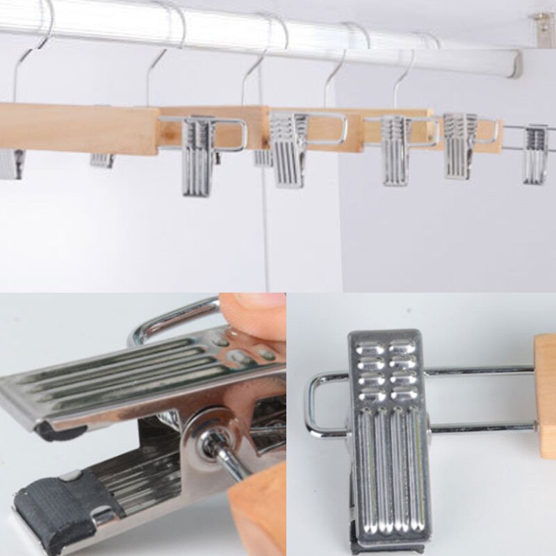 Cabide de madeira sólida de alta qualidade, cabide de roupas para adultos, multifuncional, antiderrapante, pasta de calças, saia, clipe, calças portátil, 1 peça