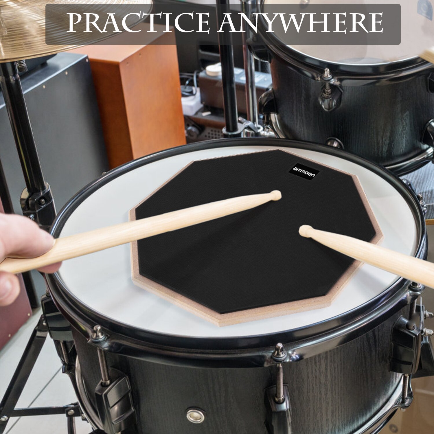 ammoon 12 Inch Rubber Wooden Dumb Drum for Beginne... – Grandado