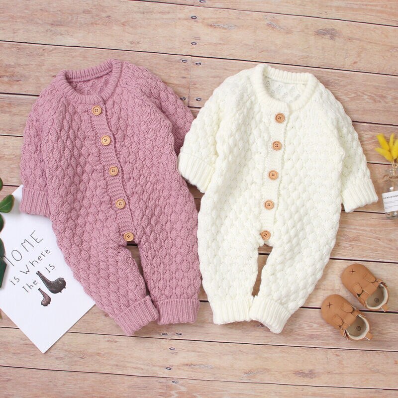 Barboteuse d'automne pour bébé fille garçon | Vêtements en tricot vendus à manches longues, combinaison-pull, 0-18M