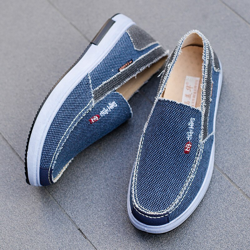 Hommes toile chaussures confortable toile chaussures hommes chaussures décontractées hommes mocassins plats chaussures hommes noir hommes chaussures baskets