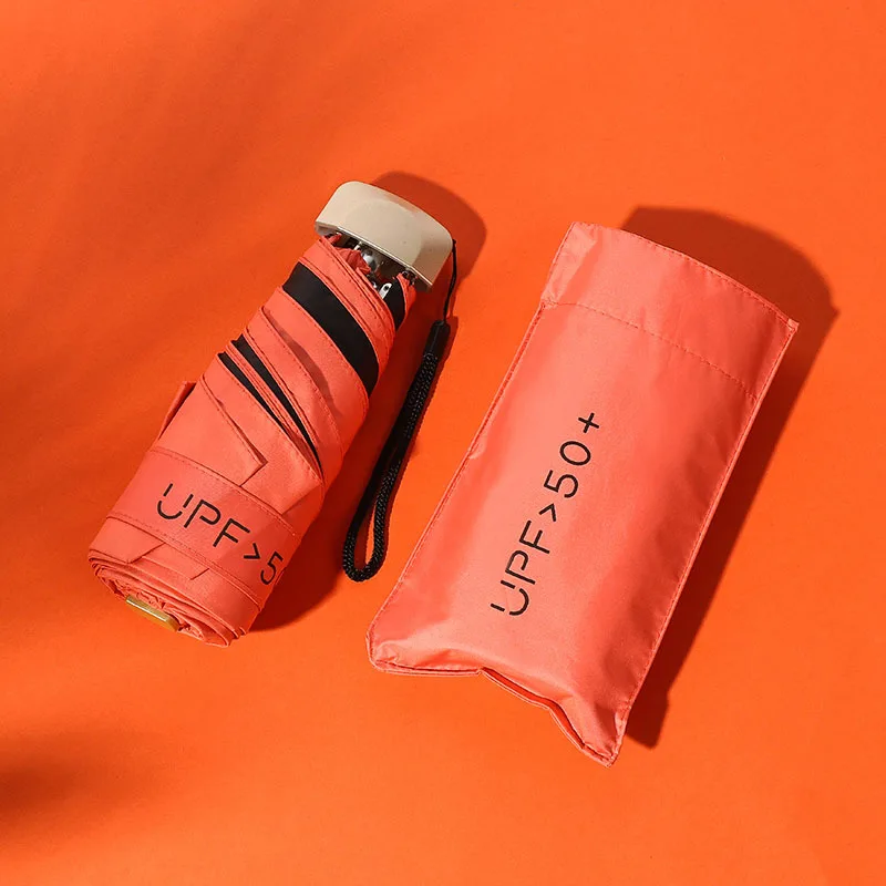 Sonniger Regenschirm faltbarer ultraleichter kleiner flacher fünffacher Regenschirm Sonnenschutz Sonnen-UV-Schutz Mini-Taschen schirm: dunkel khaki