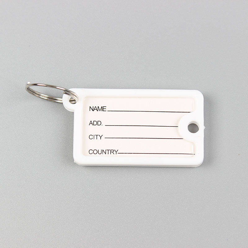10-50 Uds etiquetas para llaves 4,3x2,5 cm etiquetas para llavero de plástico con etiquetas de papel en blanco cubiertas transparentes y anillos divididos para llaveros DIY: S / Blanco