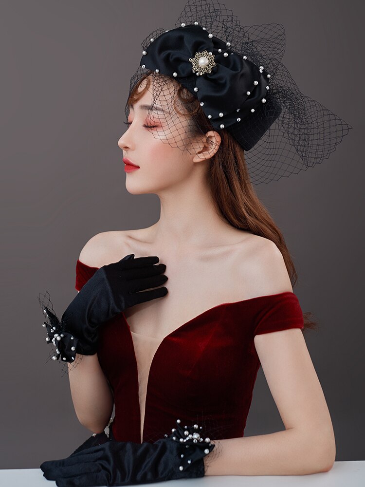 Las mujeres tocado de boda cóctel Iglesia corona kentucky sombreros velo accesorios para el cabello 100% lana tocado de fieltro sombrero