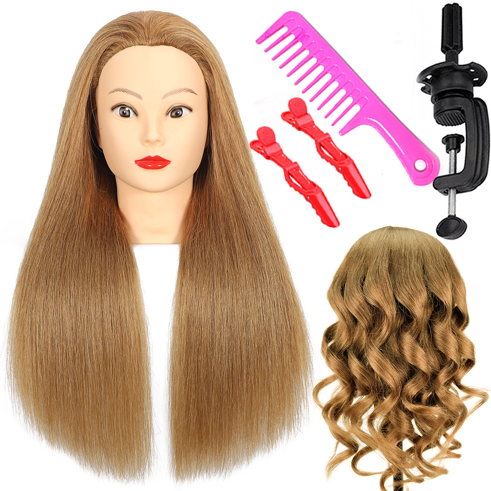 Human Hair Doll Head For Hairstyle Training Head Kit Mannequin Head Styling To Practice Curl Iron