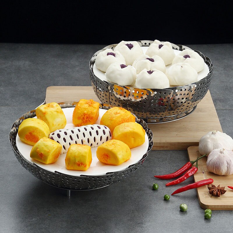 Steam Tray Stainless Steel Steamer Multifunction Kitchen Folding Rice Cooker Steamer General Steamer Steamed Bun Artifact
