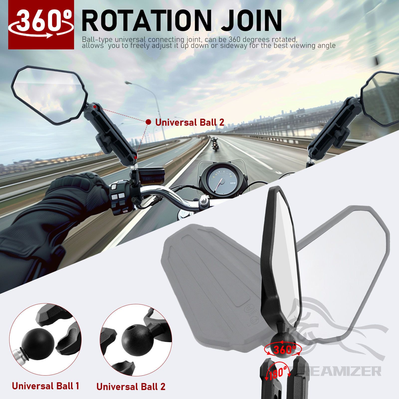 Specchietti universali per moto Specchietto laterale per manubrio pieghevole regolabile ad angolo compatibile con Adventure Dirt Street Bike ATV