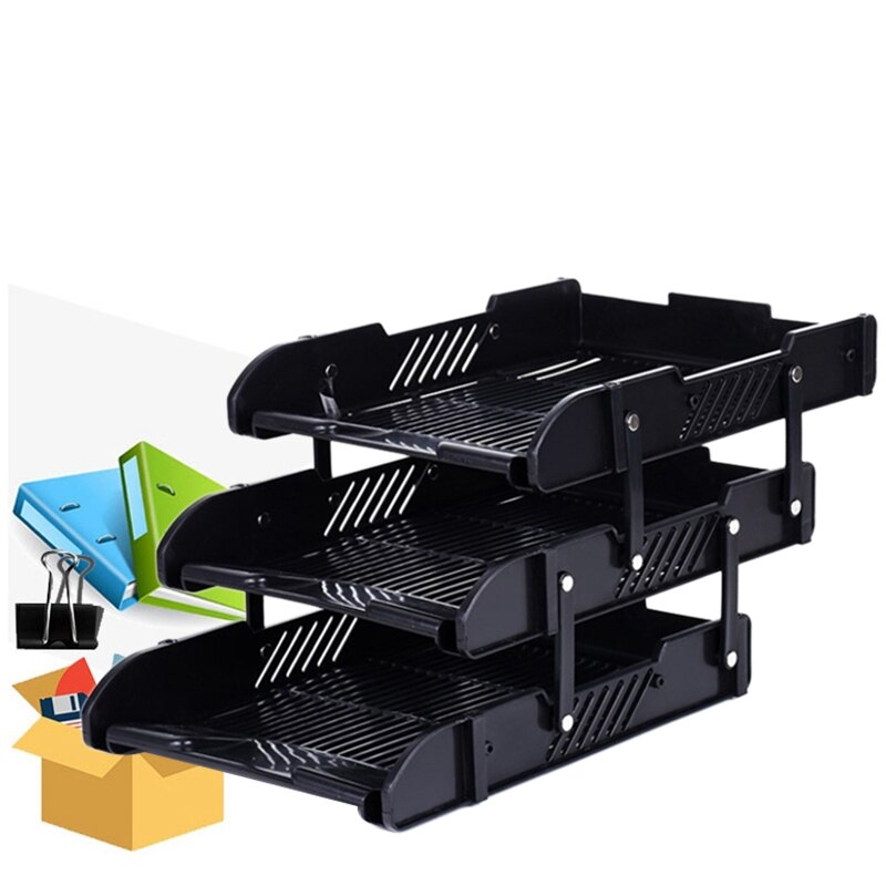 Adjustable 3 Layers,A4 Document File-Tray Rack File Shelf Frame Paper File Organizer Home azine Tray Office Supplies