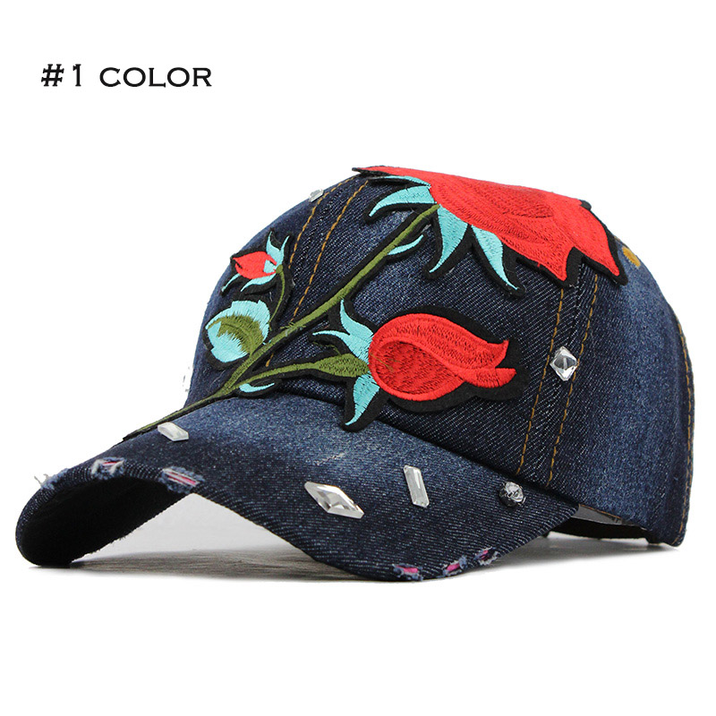 [FLB] Won't Let You Down Fall Rose Flower Denim Ba... – Vicedeal