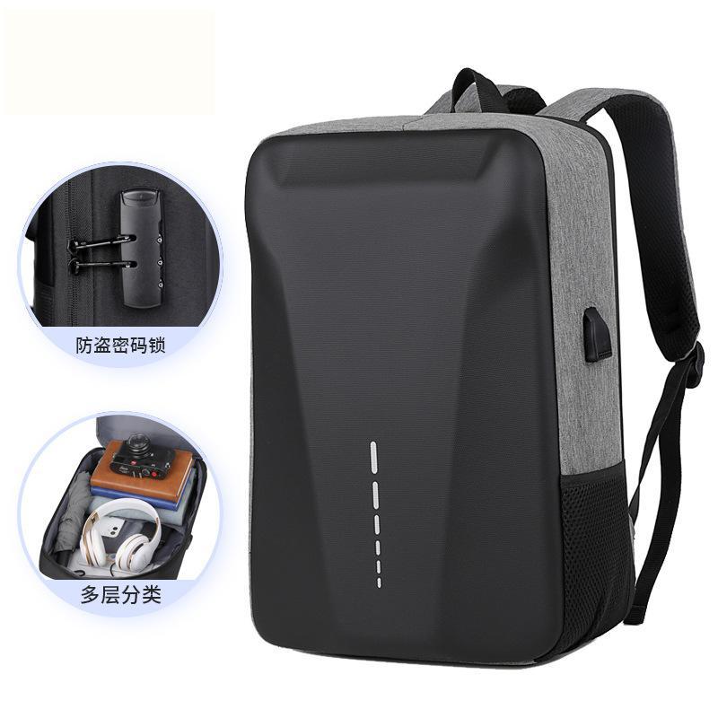 USB Business Hard Shell Backpack Men's Casual Fashionable Anti-theft Travel Backpack Advanced Tent Travel Waterproof Laptop Bag: Beige